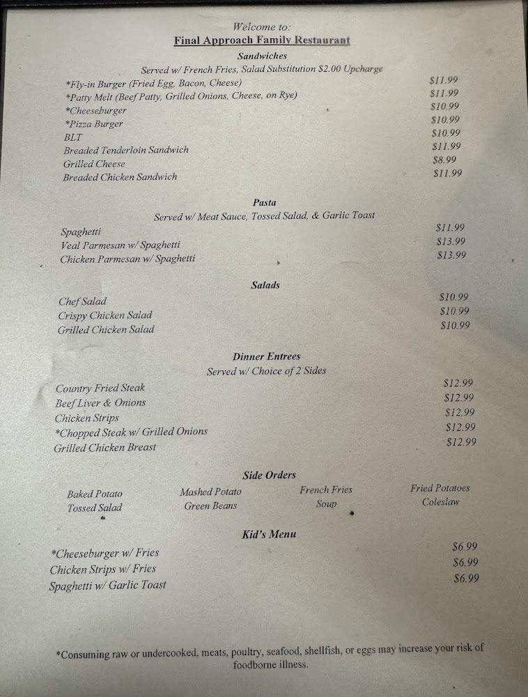 Final Approach Family Restaurant Menu image 1