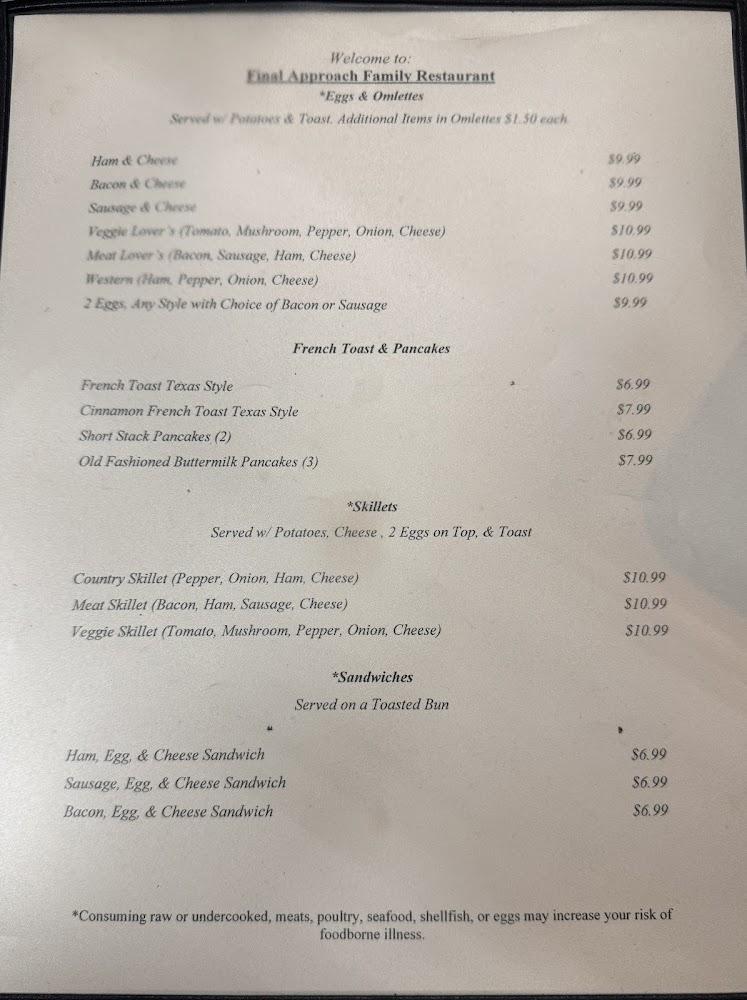 Final Approach Family Restaurant Menu image 2