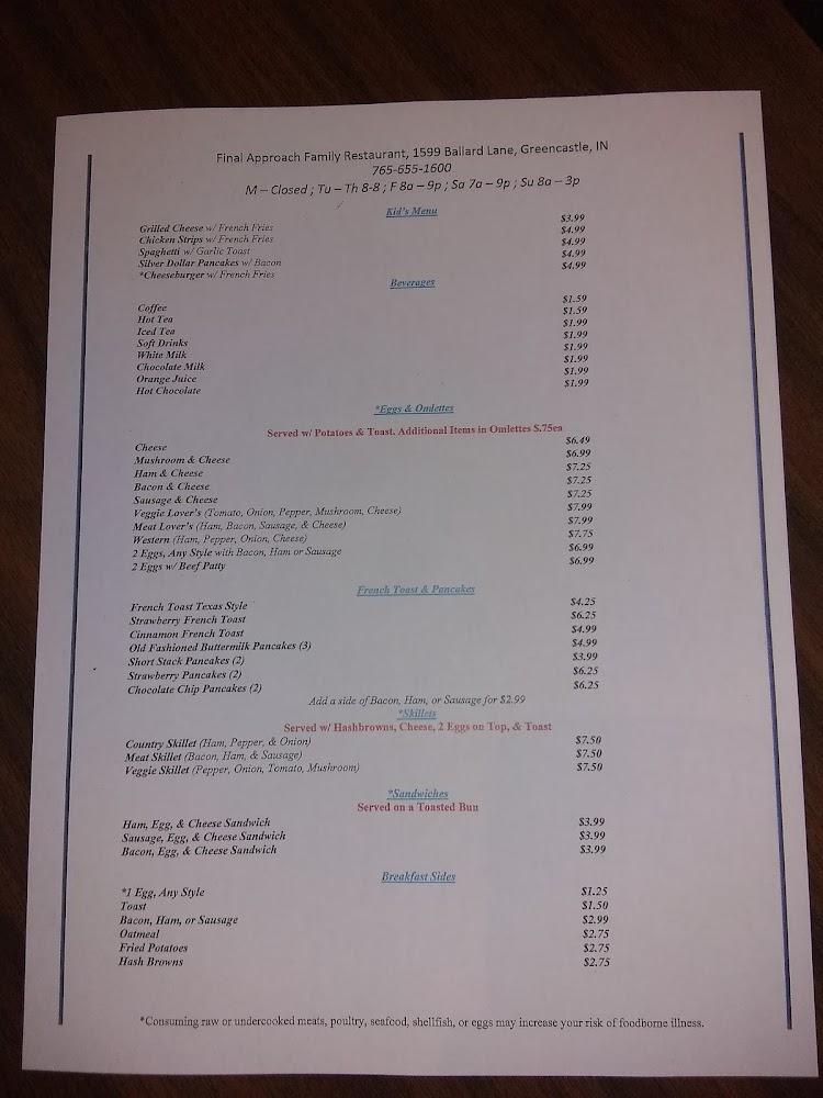 Final Approach Family Restaurant Menu image 3